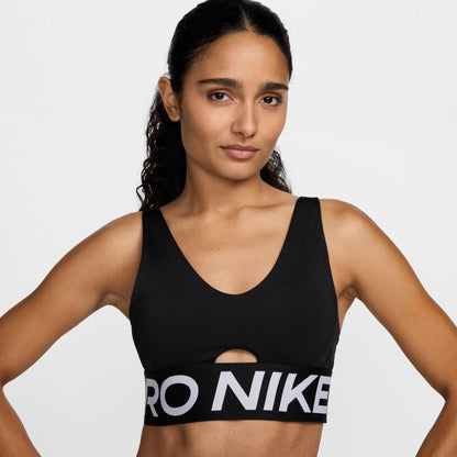 Women's Nike Pro Indy Plunge Sports Bra - Black/White/White
