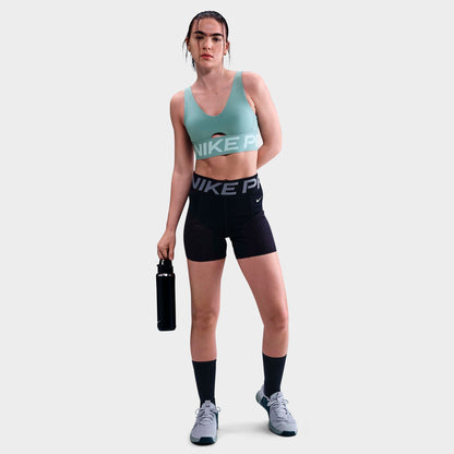 Women's Nike Pro Indy Plunge Sports Bra - Cannon/Jade Ice/White