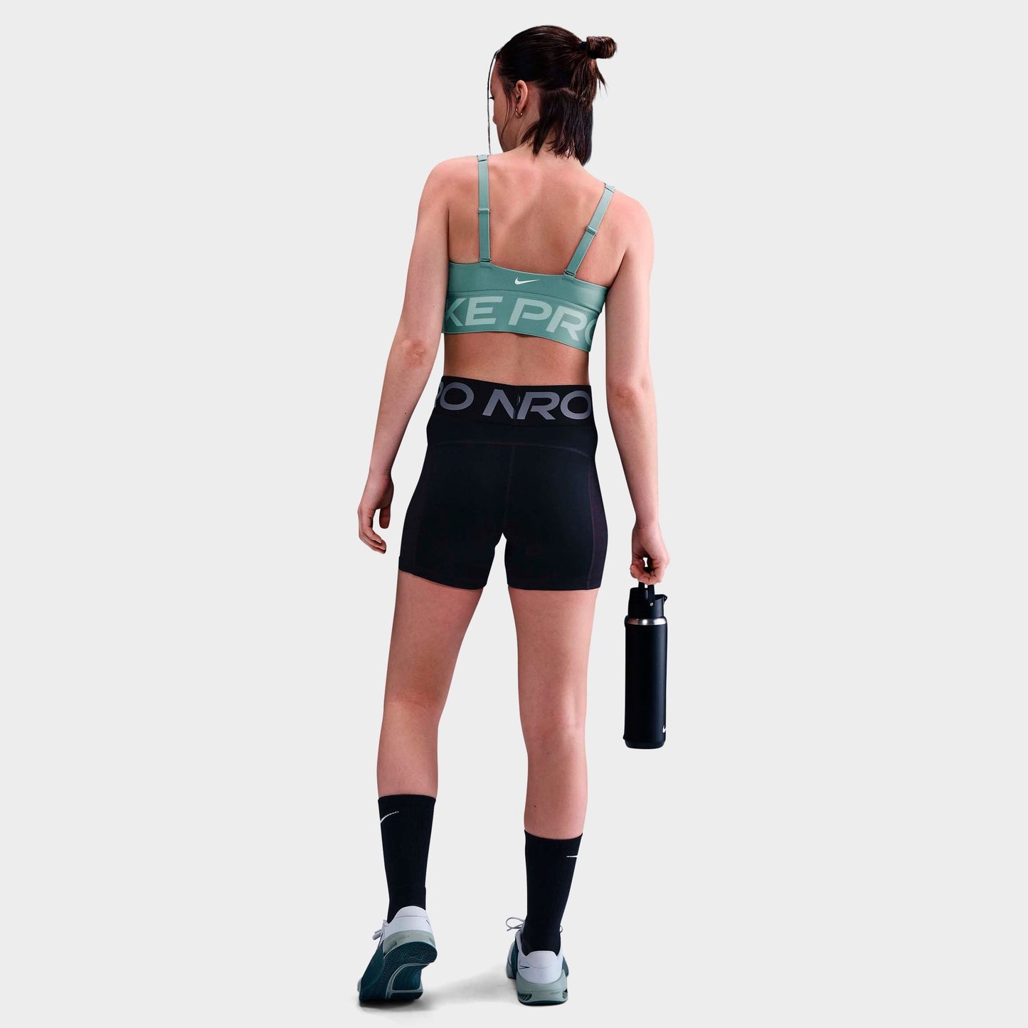 Women's Nike Pro Indy Plunge Sports Bra - Cannon/Jade Ice/White