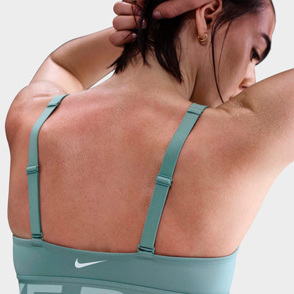 Women's Nike Pro Indy Plunge Sports Bra - Cannon/Jade Ice/White