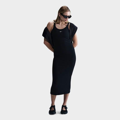 Women's Nike Sportswear Chill Knit Mini-Rib Tank Dress - Black/Sail