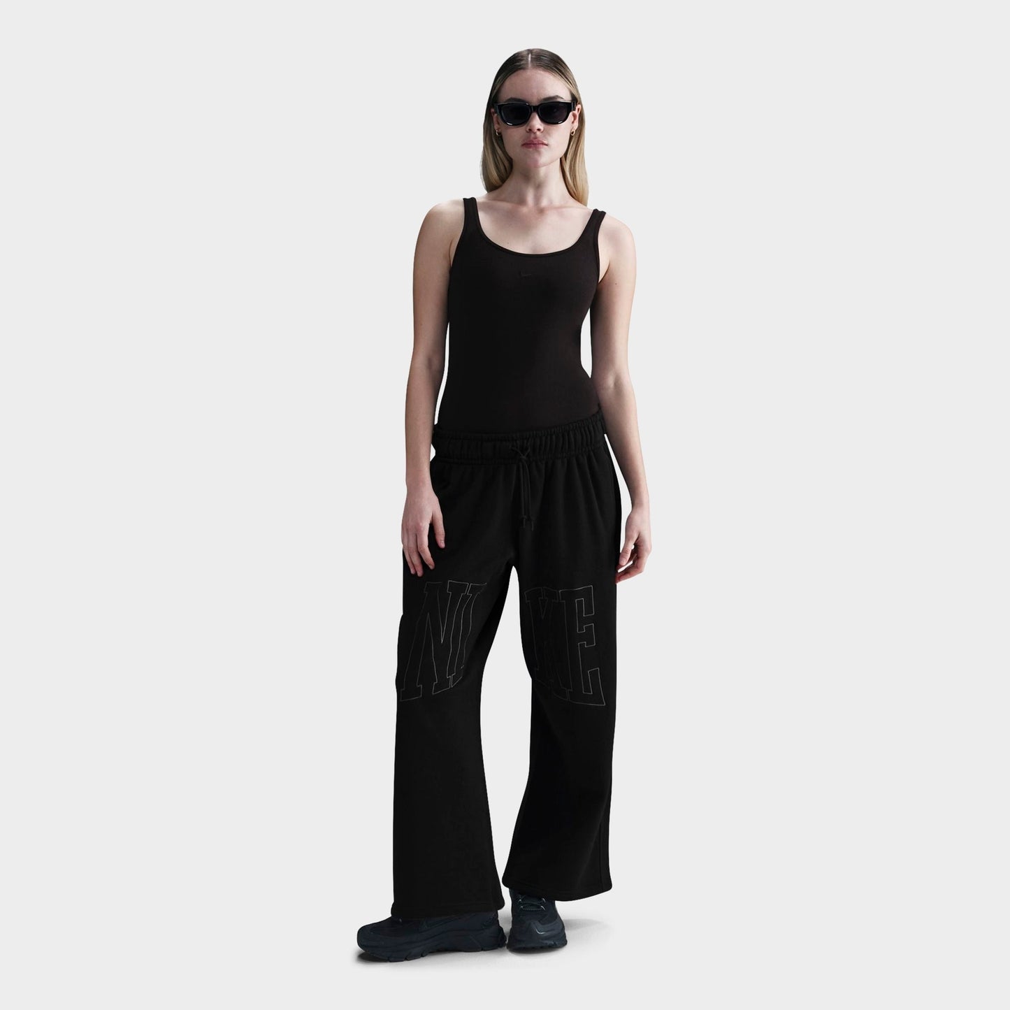 Women's Nike Sportswear Mid-Rise Oversized Open-Hem French Terry Pants - Black