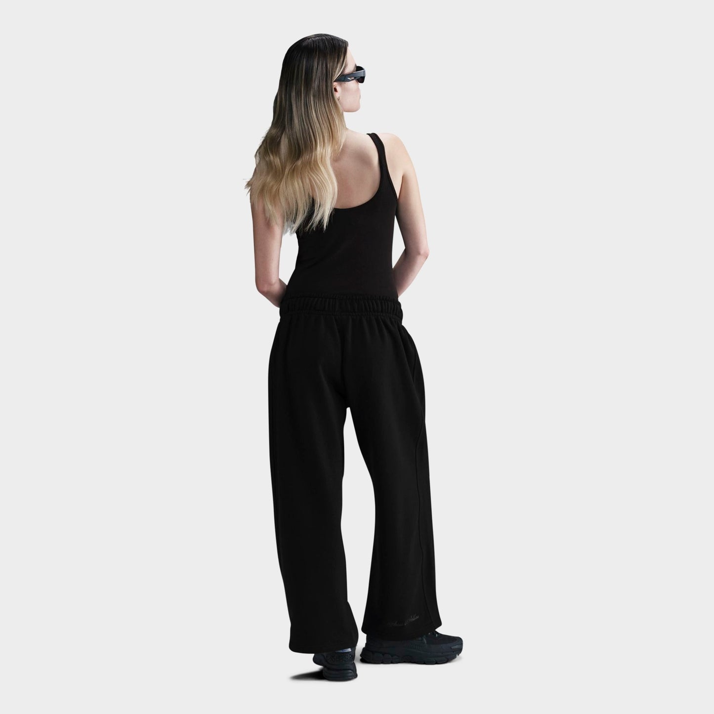 Women's Nike Sportswear Mid-Rise Oversized Open-Hem French Terry Pants - Black