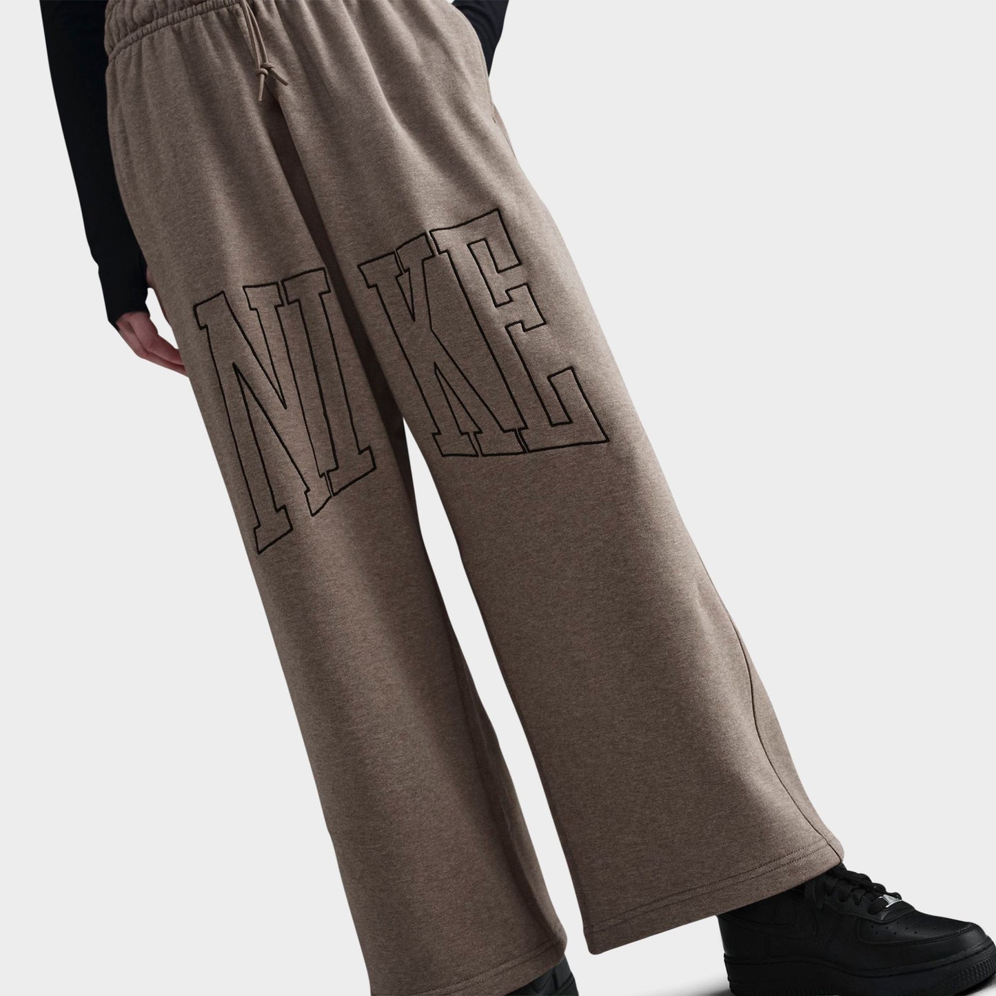 Women's Nike Sportswear Mid-Rise Oversized Open-Hem French Terry Pants - Mink Brown/Htr