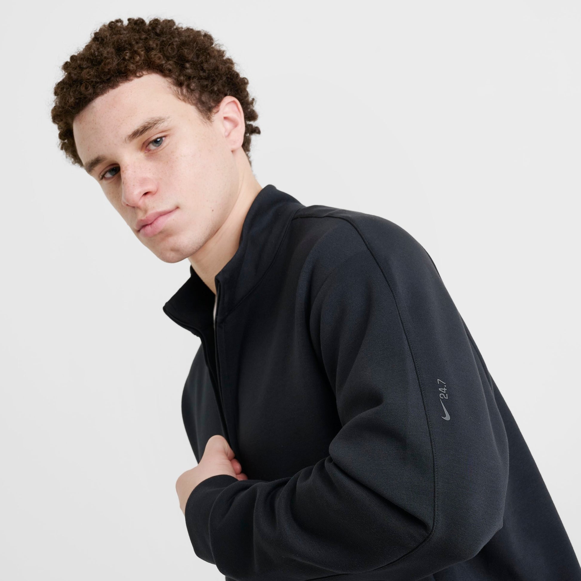 Men's Nike 24.7 ImpossiblySoft Dri-FIT Half-Zip Top - Black/Dark Smoke Grey