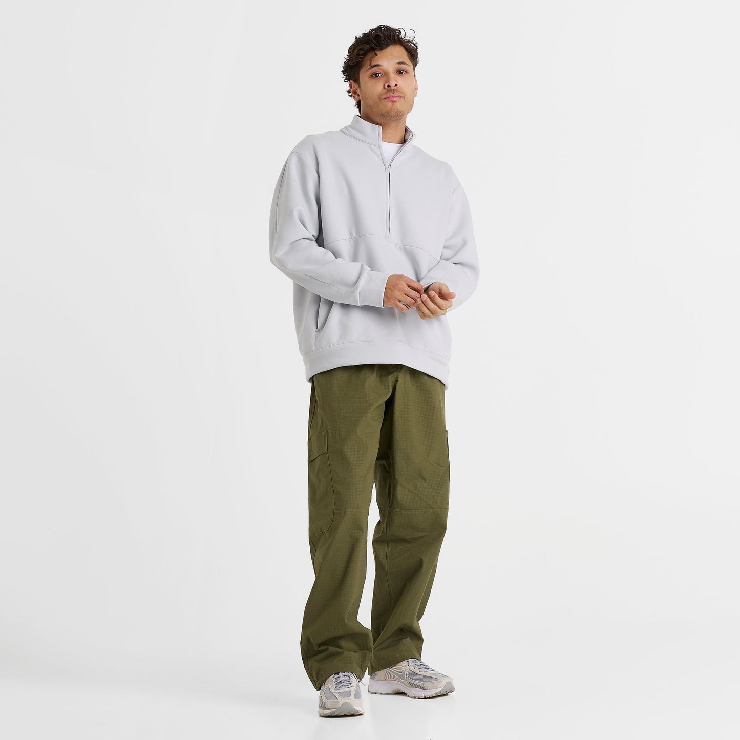 Men's Nike 24.7 ImpossiblySoft Dri-FIT Half-Zip Top - Grey Fog/Light Smoke Grey