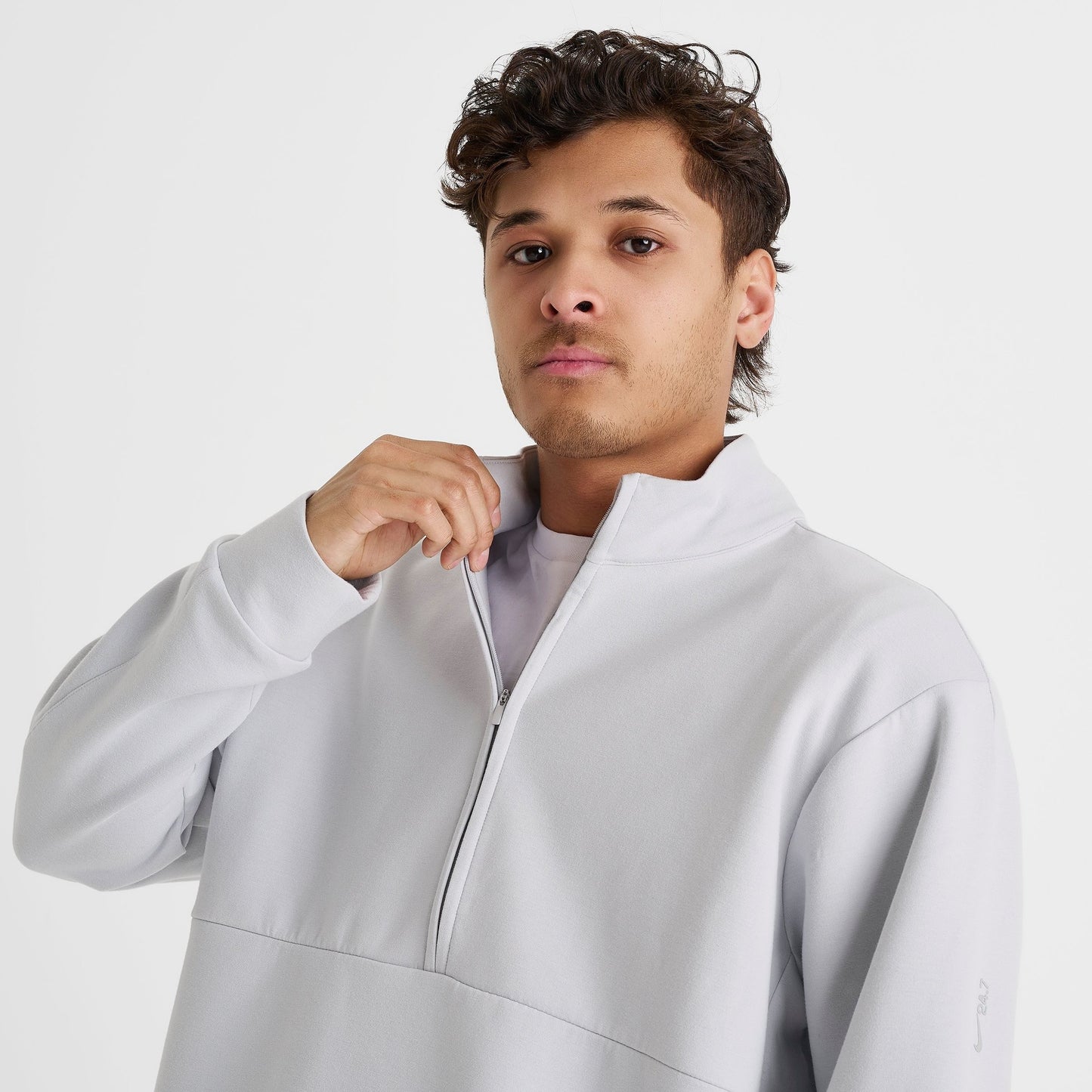 Men's Nike 24.7 ImpossiblySoft Dri-FIT Half-Zip Top - Grey Fog/Light Smoke Grey