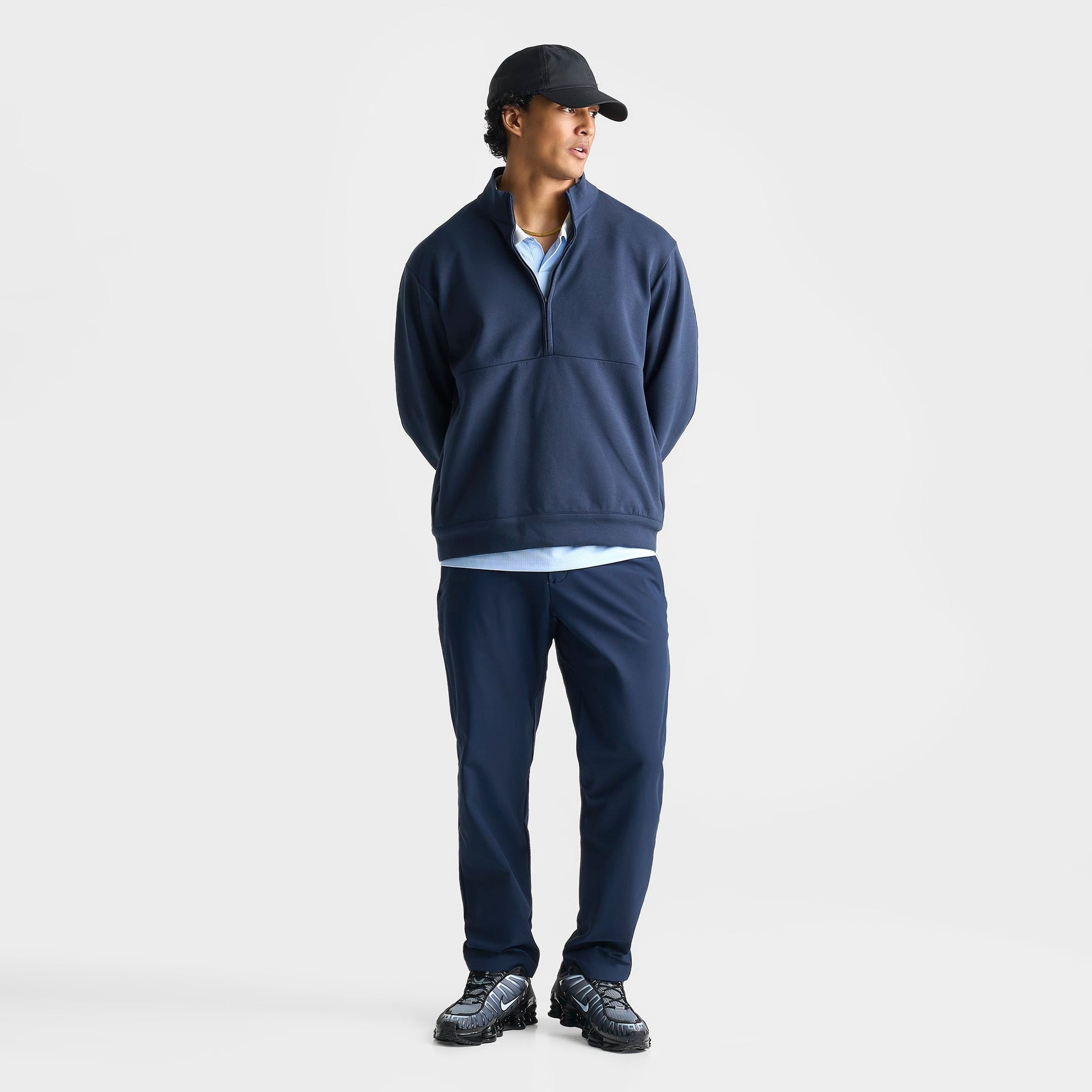 Men's Nike 24.7 ImpossiblySoft Dri-FIT Half-Zip Top - Obsidian/Dark Obsidian
