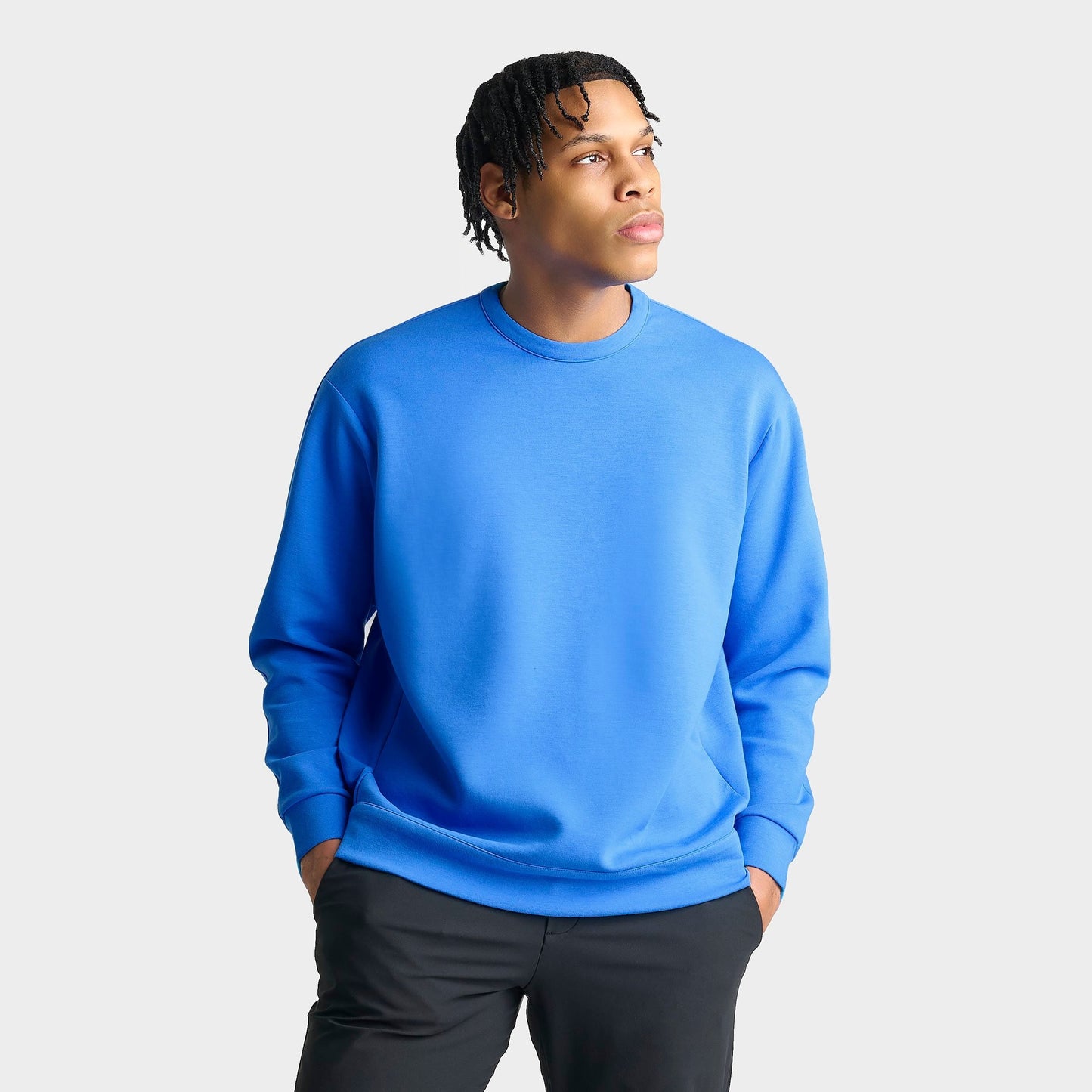 Men's Nike 24.7 ImpossiblySoft Dri-FIT Crewneck Sweatshirt - Light Photo Blue/Black/Blue Spark