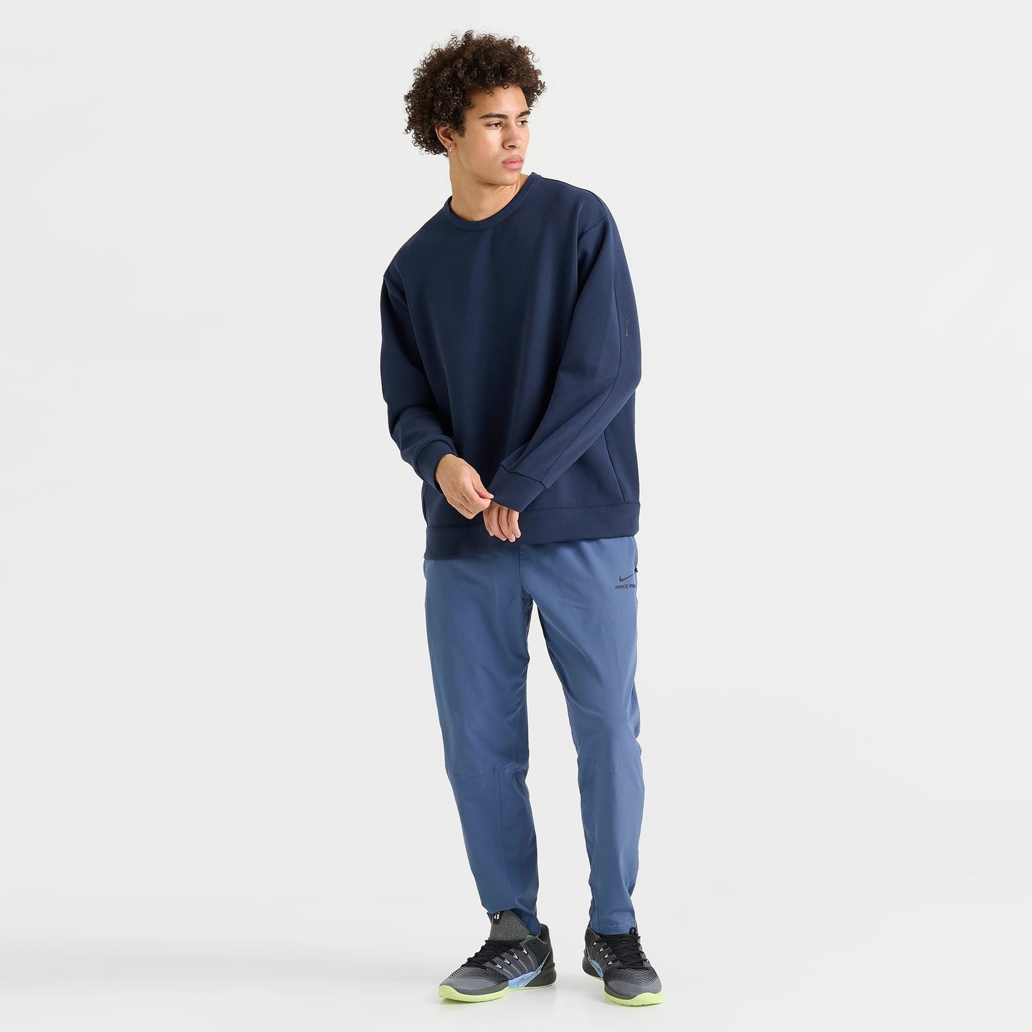 Men's Nike 24.7 ImpossiblySoft Dri-FIT Crewneck Sweatshirt - Obsidian/Dark Obsidian