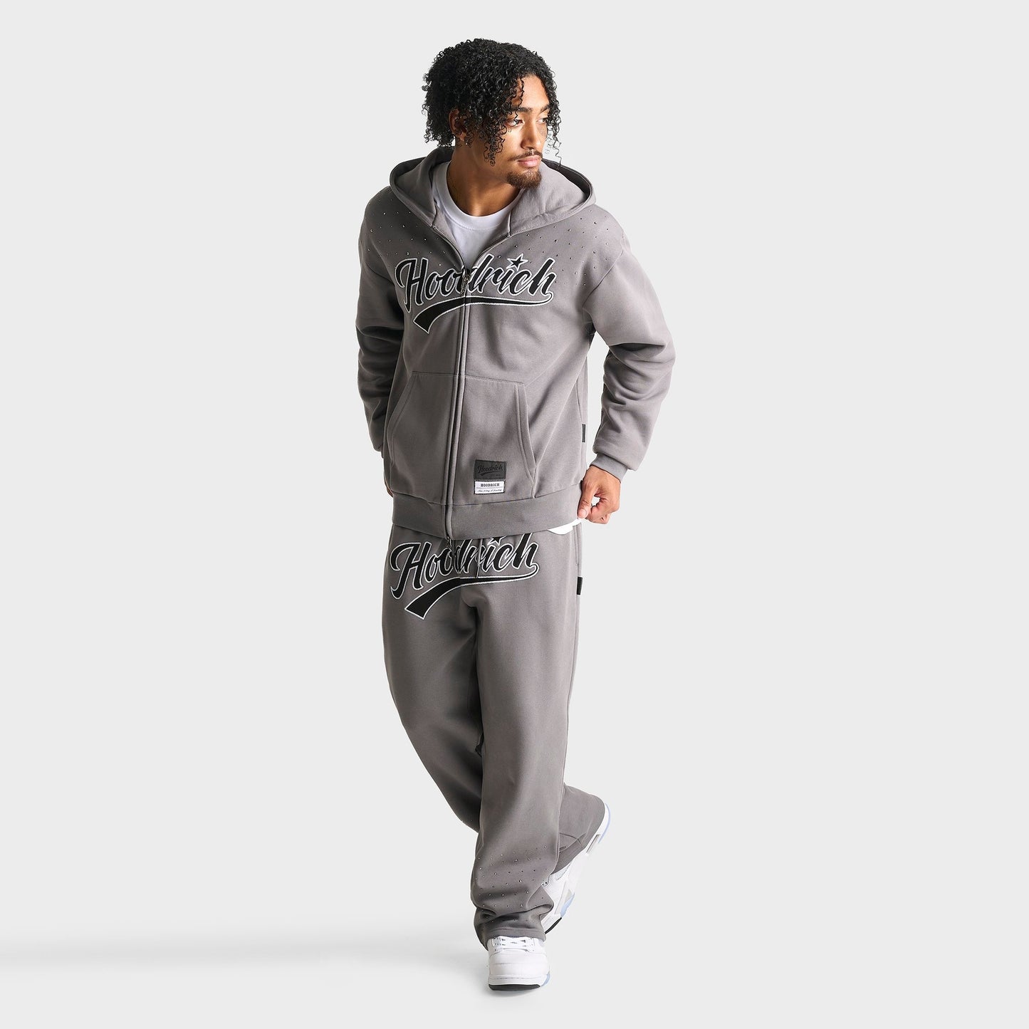 Men's Hoodrich Stade Oversized Fleece Jogger Pants - Grey/Black