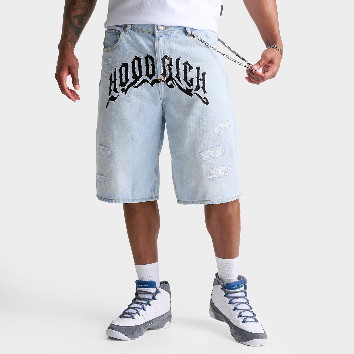 Men's Hoodrich Ritual Distressed Denim Jean Shorts - Light Washed Denim