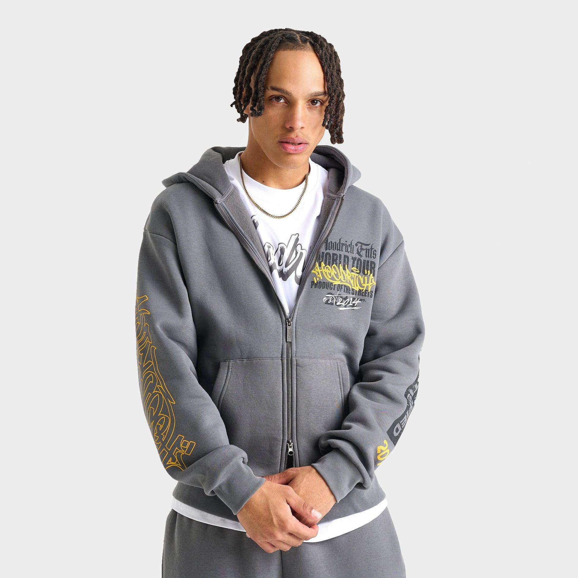 Men's Hoodrich World Tour Stamp Full-Zip Hoodie - Lava Smoke Grey