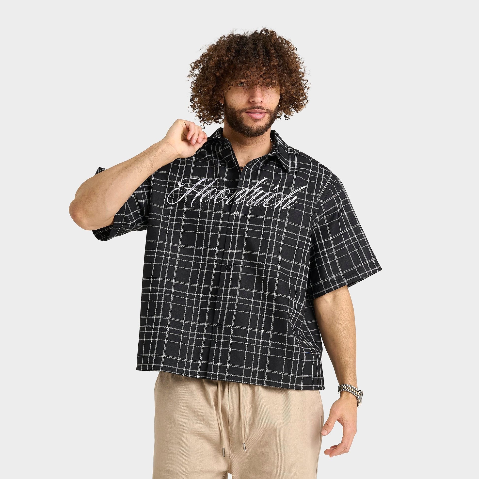 Men's Hoodrich Rite V2 Plaid Button-Down Shirt - Black