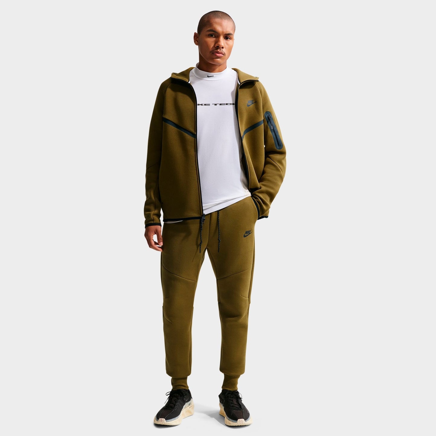 Men's Nike Tech Fleece Jogger Pants - Olive Flak/Black