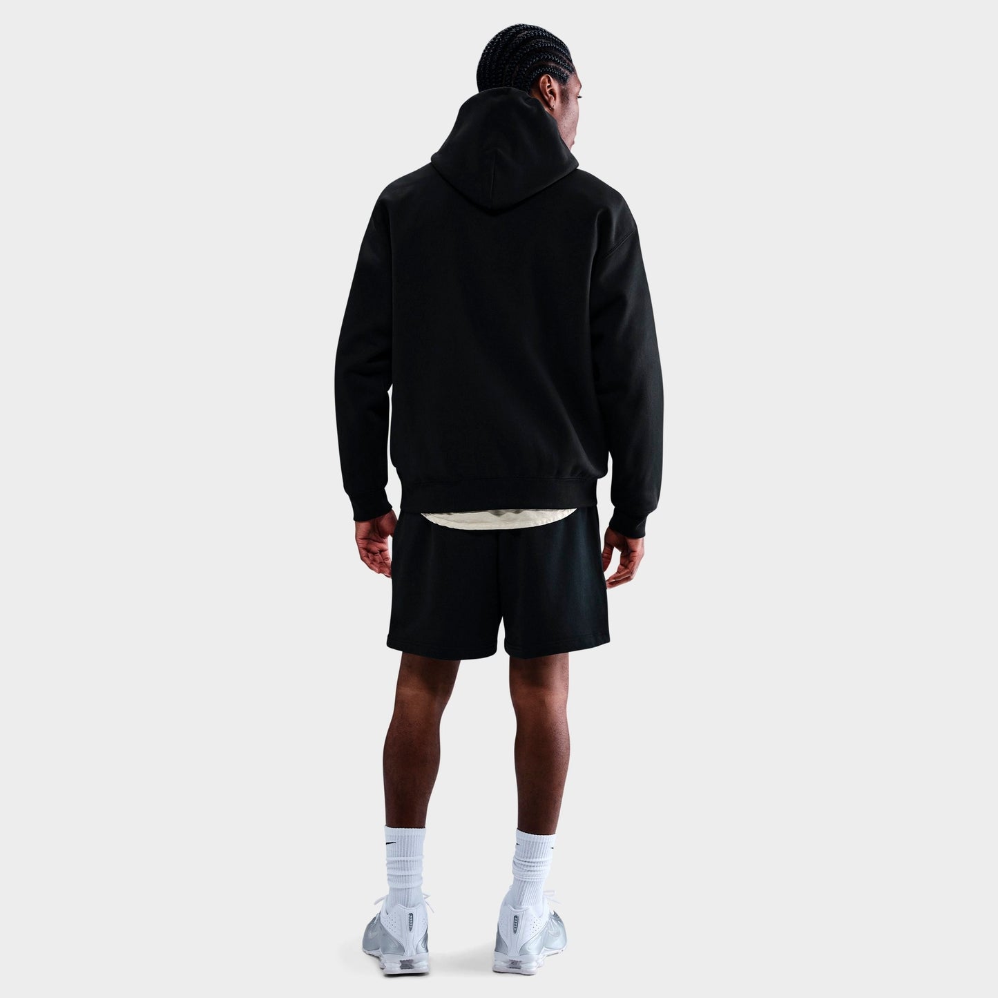 Men's Nike Solo Swoosh Fleece Pullover Hoodie - Black/Black/White