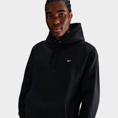 Men's Nike Solo Swoosh Fleece Pullover Hoodie - Black/Black/White
