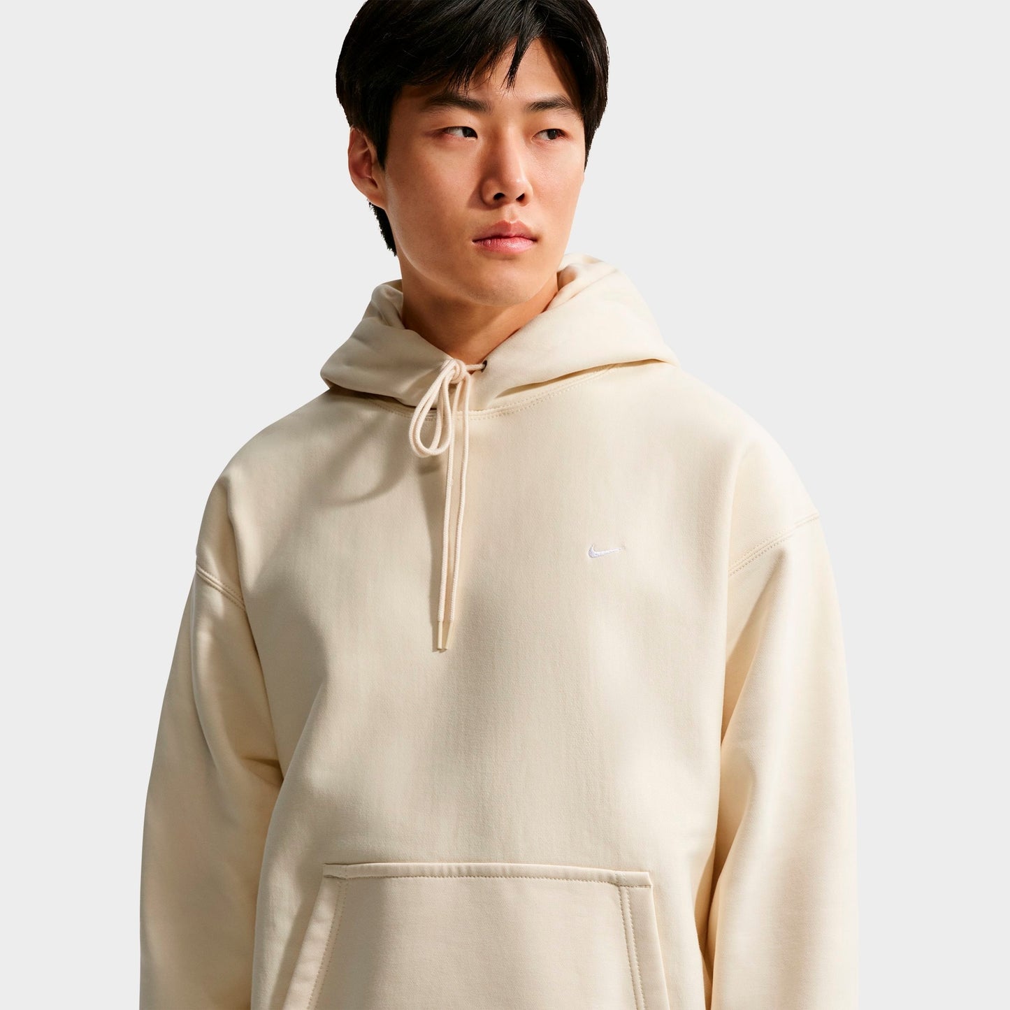 Men's Nike Solo Swoosh Fleece Pullover Hoodie - Coconut Milk/White