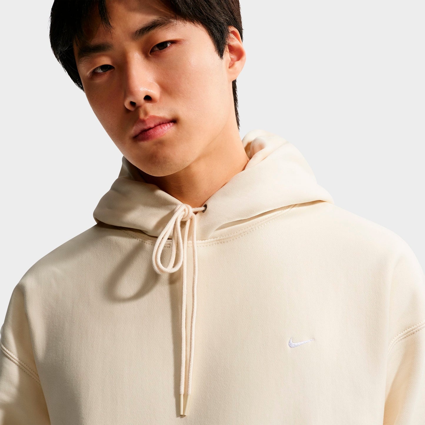 Men's Nike Solo Swoosh Fleece Pullover Hoodie - Coconut Milk/White
