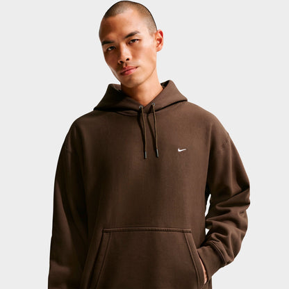 Men's Nike Solo Swoosh Fleece Pullover Hoodie - Dark Hazel/White