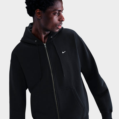Men's Nike Solo Swoosh Fleece Full-Zip Hoodie - Black/Black/White