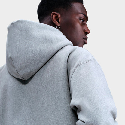 Men's Nike Solo Swoosh Fleece Full-Zip Hoodie - Dark Grey Heather/Light Smoke Grey/White