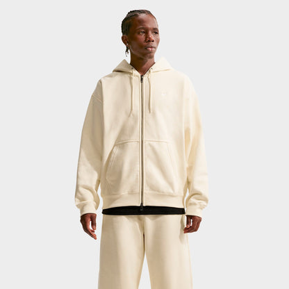 Men's Nike Solo Swoosh Fleece Full-Zip Hoodie - Coconut Milk/White
