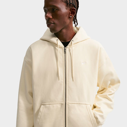 Men's Nike Solo Swoosh Fleece Full-Zip Hoodie - Coconut Milk/White