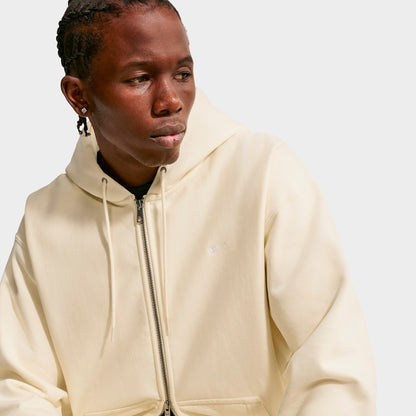Men's Nike Solo Swoosh Fleece Full-Zip Hoodie - Coconut Milk/White