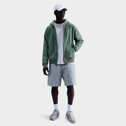 Men's Nike Solo Swoosh Fleece Full-Zip Hoodie - Clay Green/Clay Green/White
