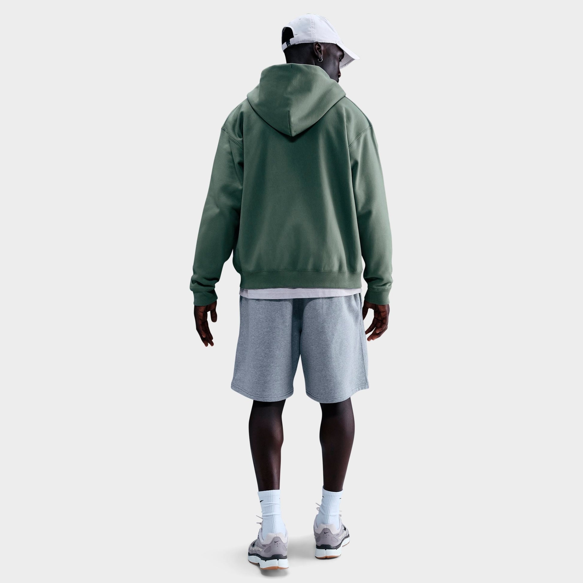 Men's Nike Solo Swoosh Fleece Full-Zip Hoodie - Clay Green/Clay Green/White