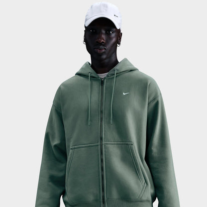 Men's Nike Solo Swoosh Fleece Full-Zip Hoodie - Clay Green/Clay Green/White