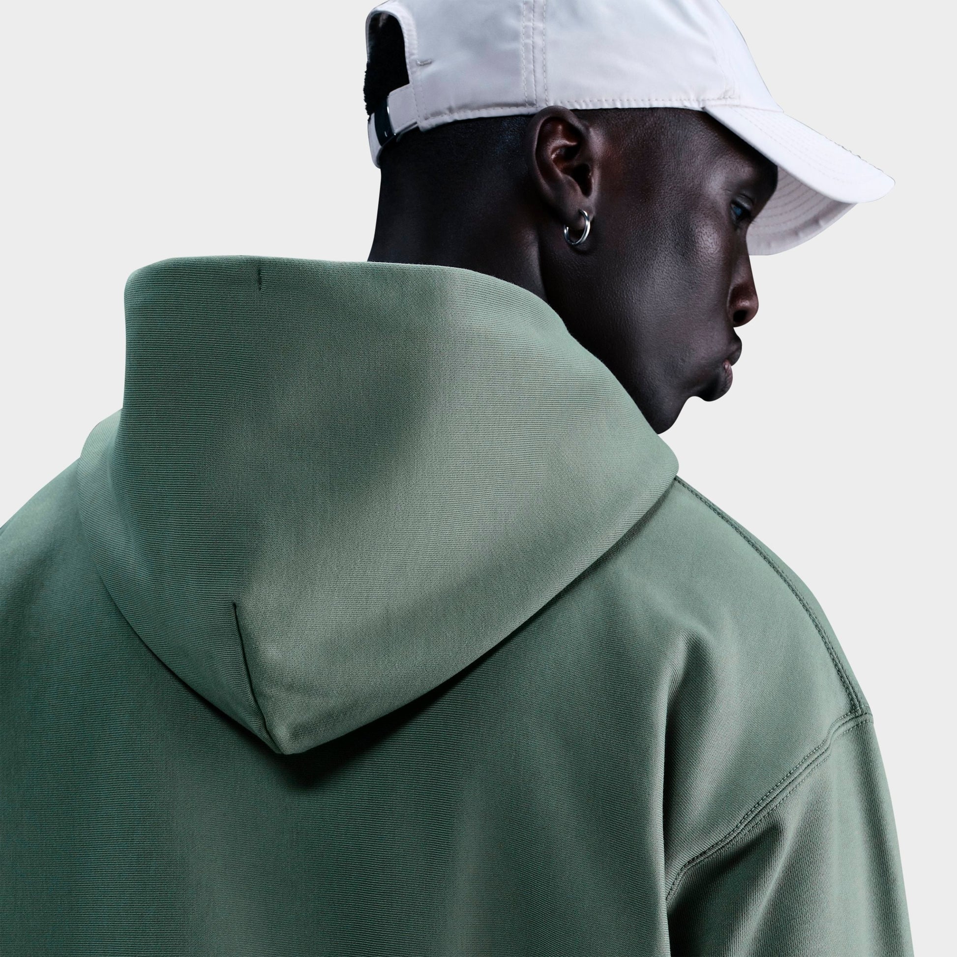 Men's Nike Solo Swoosh Fleece Full-Zip Hoodie - Clay Green/Clay Green/White