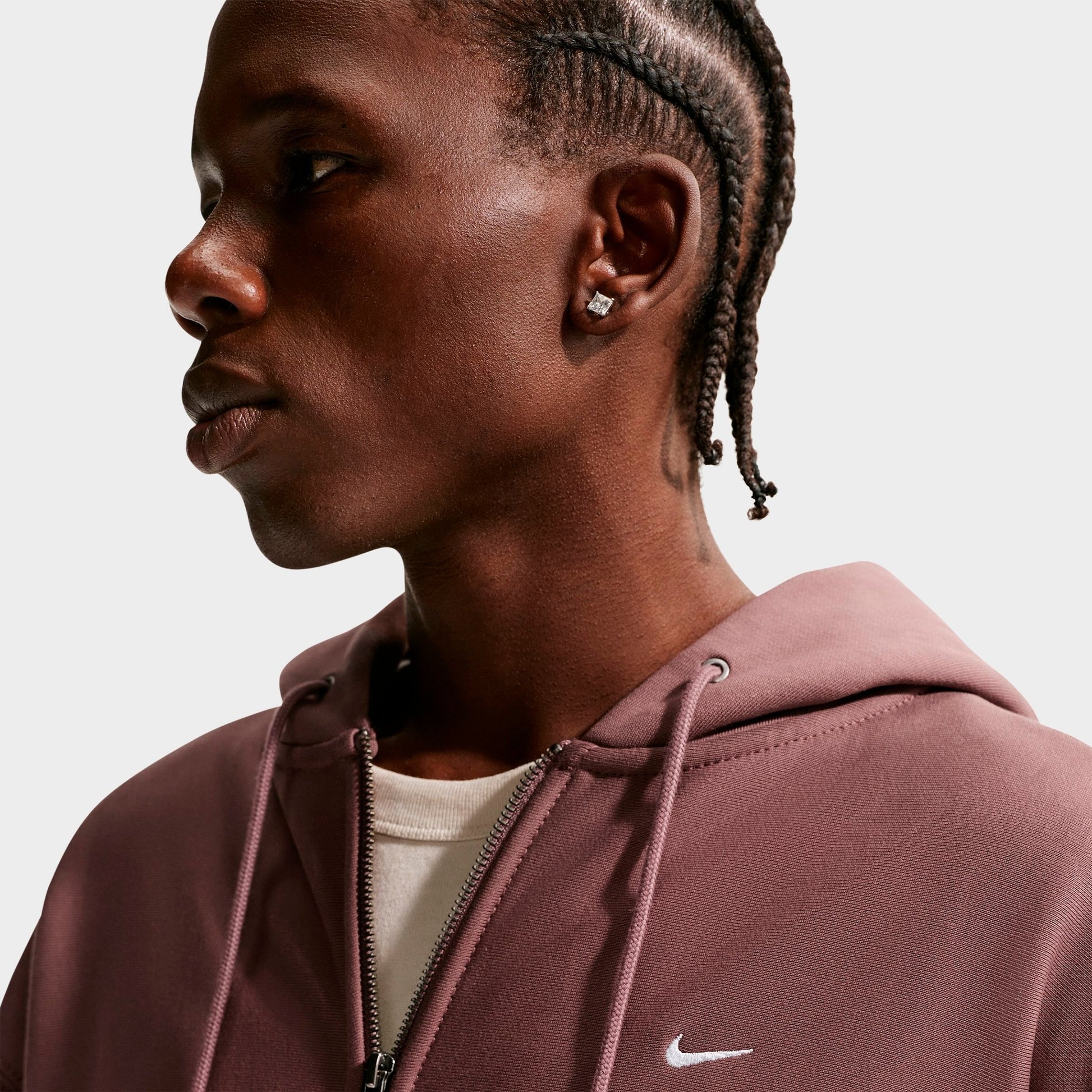 Men's Nike Solo Swoosh Fleece Full-Zip Hoodie - Tattoo/White