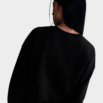 Women's Nike Sportswear Club Fleece Loose Crewneck Sweatshirt - Black/White