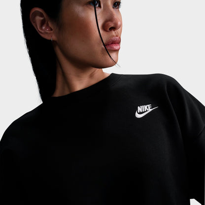Women's Nike Sportswear Club Fleece Loose Crewneck Sweatshirt - Black/White