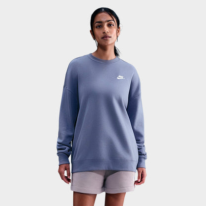 Women's Nike Sportswear Club Fleece Loose Crewneck Sweatshirt - World Indigo/White