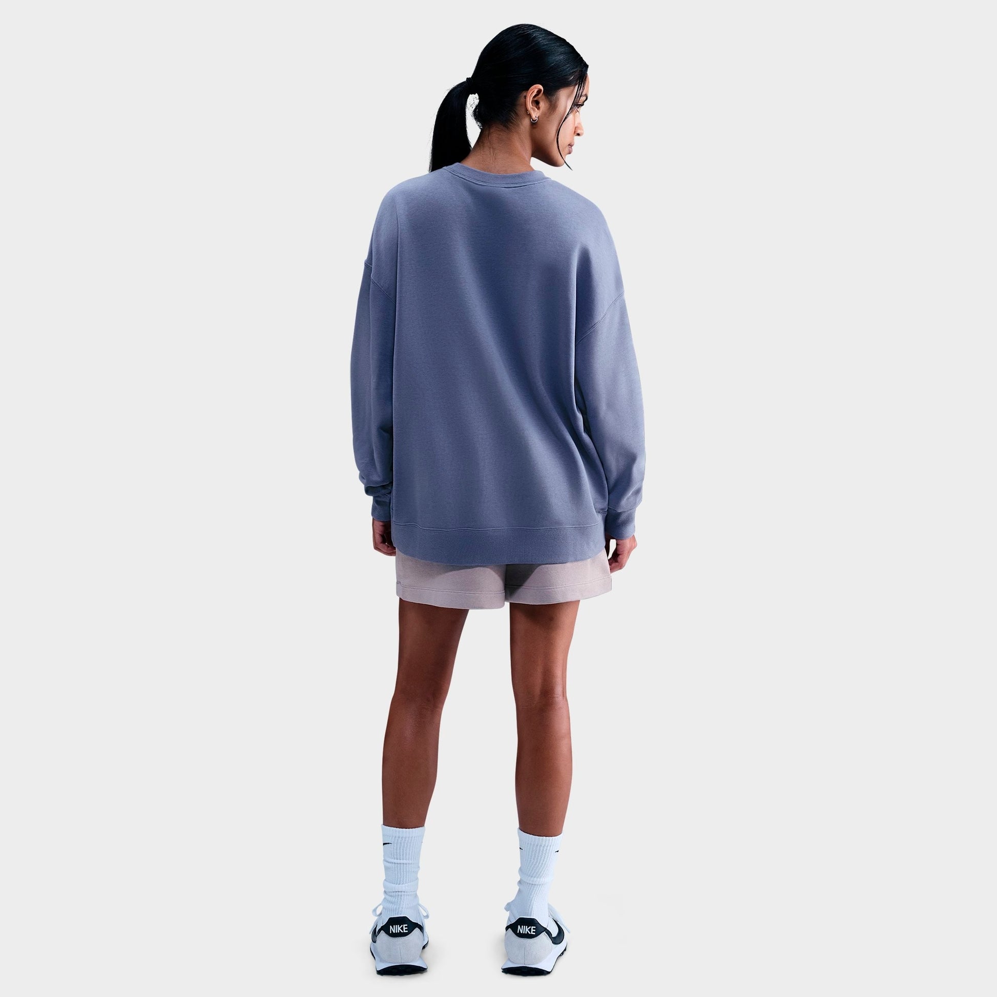 Women's Nike Sportswear Club Fleece Loose Crewneck Sweatshirt - World Indigo/White