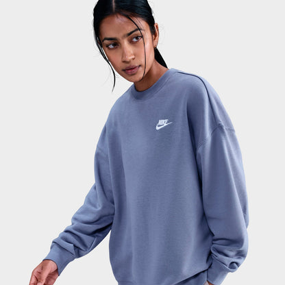 Women's Nike Sportswear Club Fleece Loose Crewneck Sweatshirt - World Indigo/White