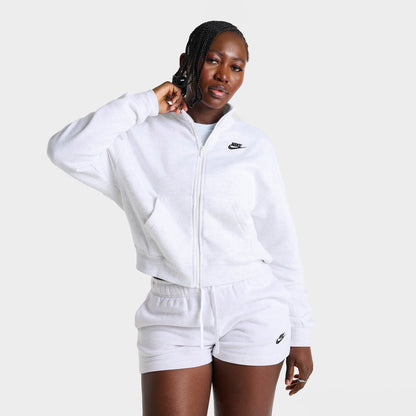 Women's Nike Sportswear Club Fleece Loose Track Jacket - Birch Heather/Black