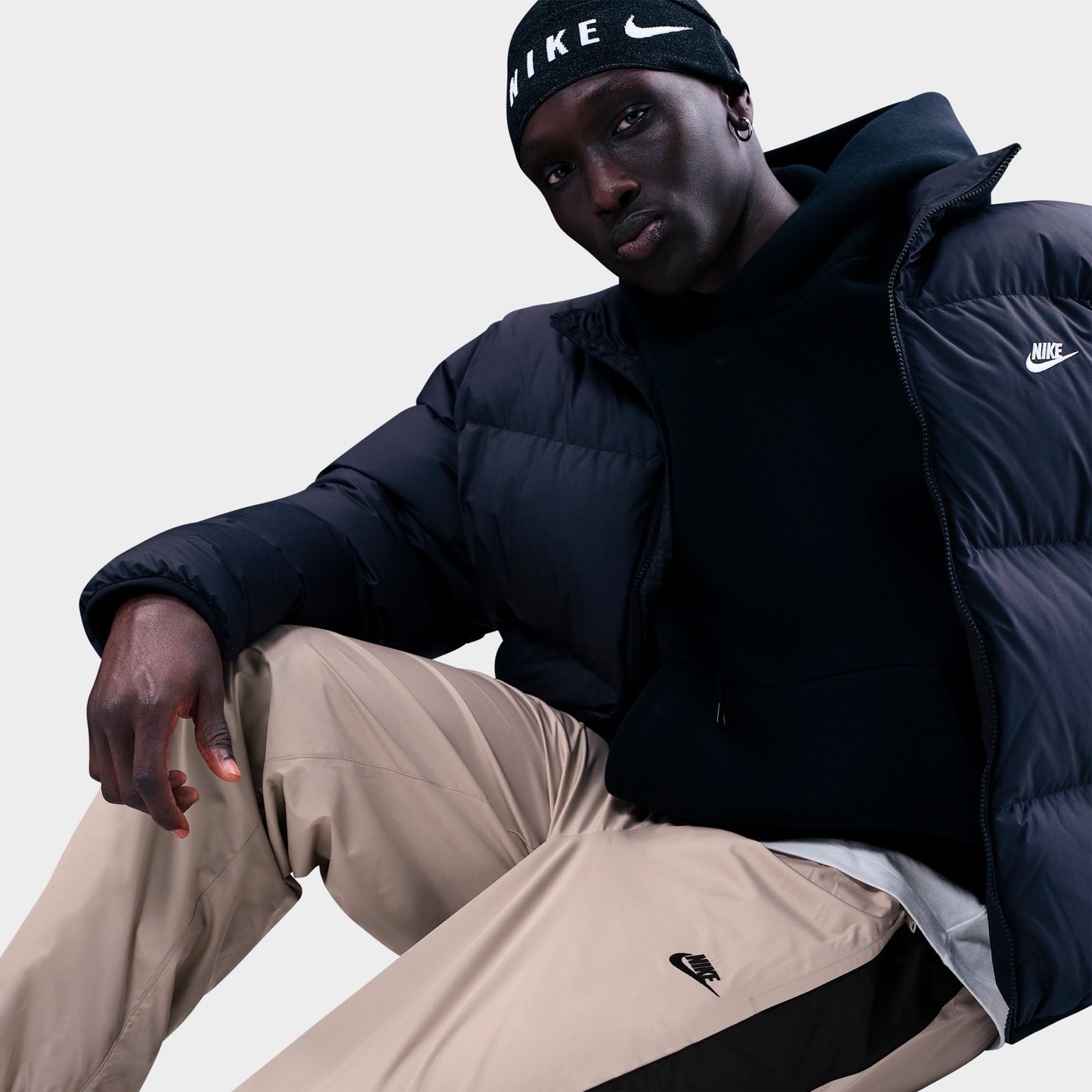 Men's Nike Windrunner Lined Pants - Cream II/Black/Black