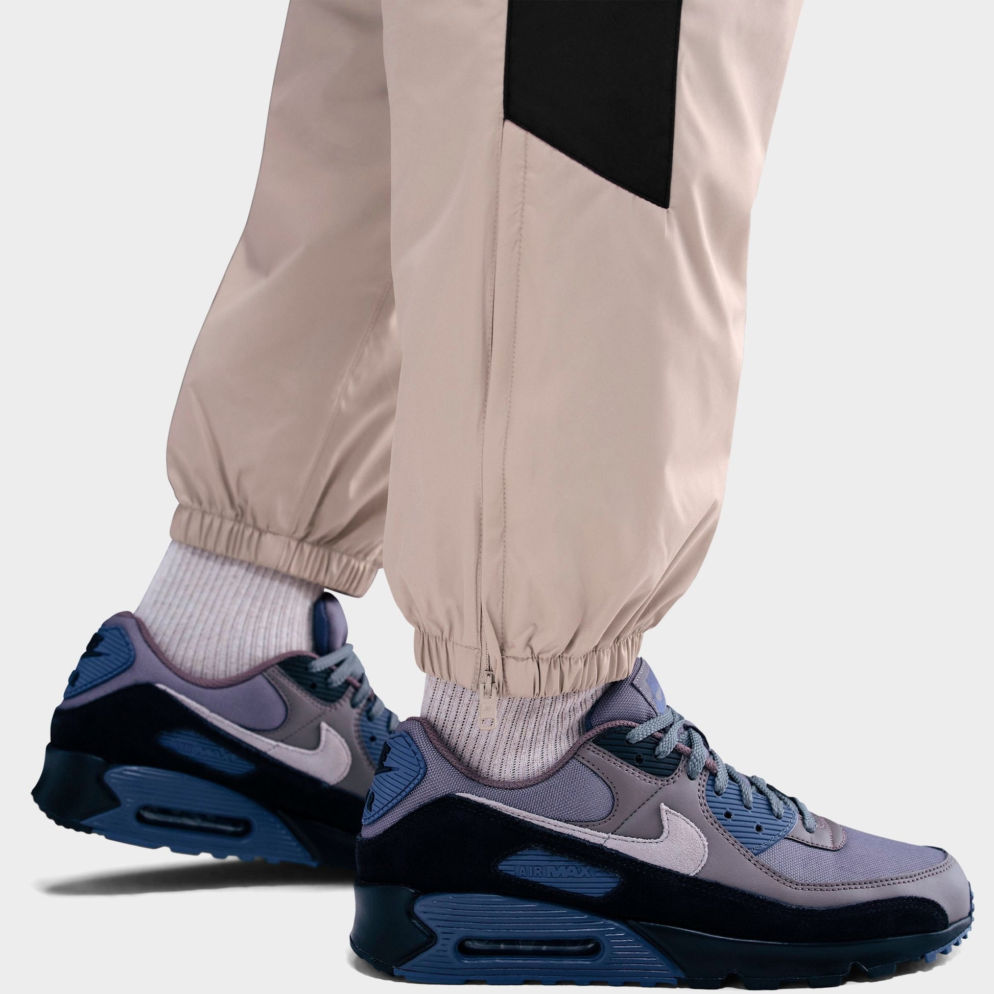 Men's Nike Windrunner Lined Pants - Cream II/Black/Black