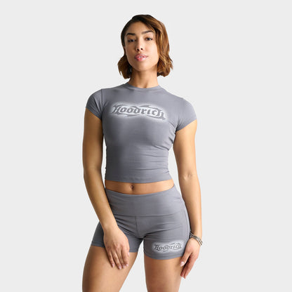 Women's Hoodrich Luz Rhinestone Cap-Sleeve Fitted T-Shirt - Quiet Shade