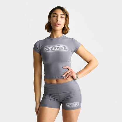 Women's Hoodrich Luz Rhinestone Cap-Sleeve Fitted T-Shirt - Quiet Shade