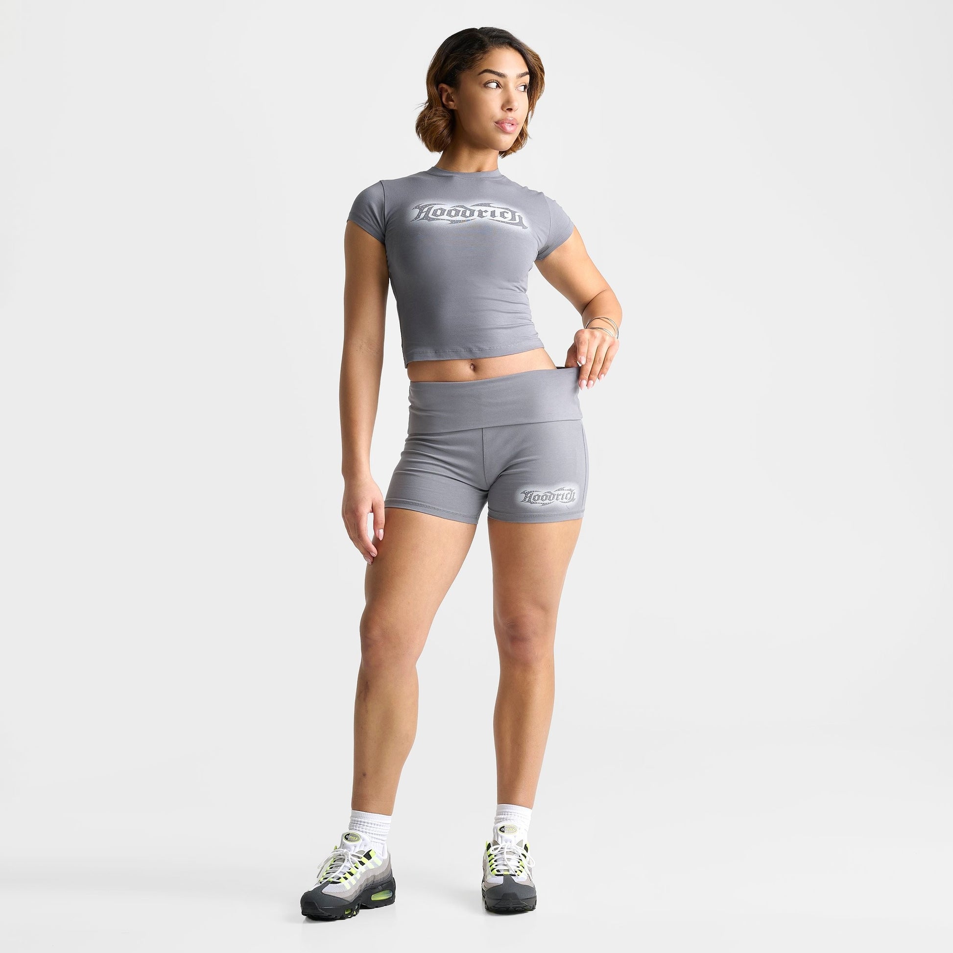 Women's Hoodrich Luz Rhinestone Rollable Mini Shorts - Quiet Shade