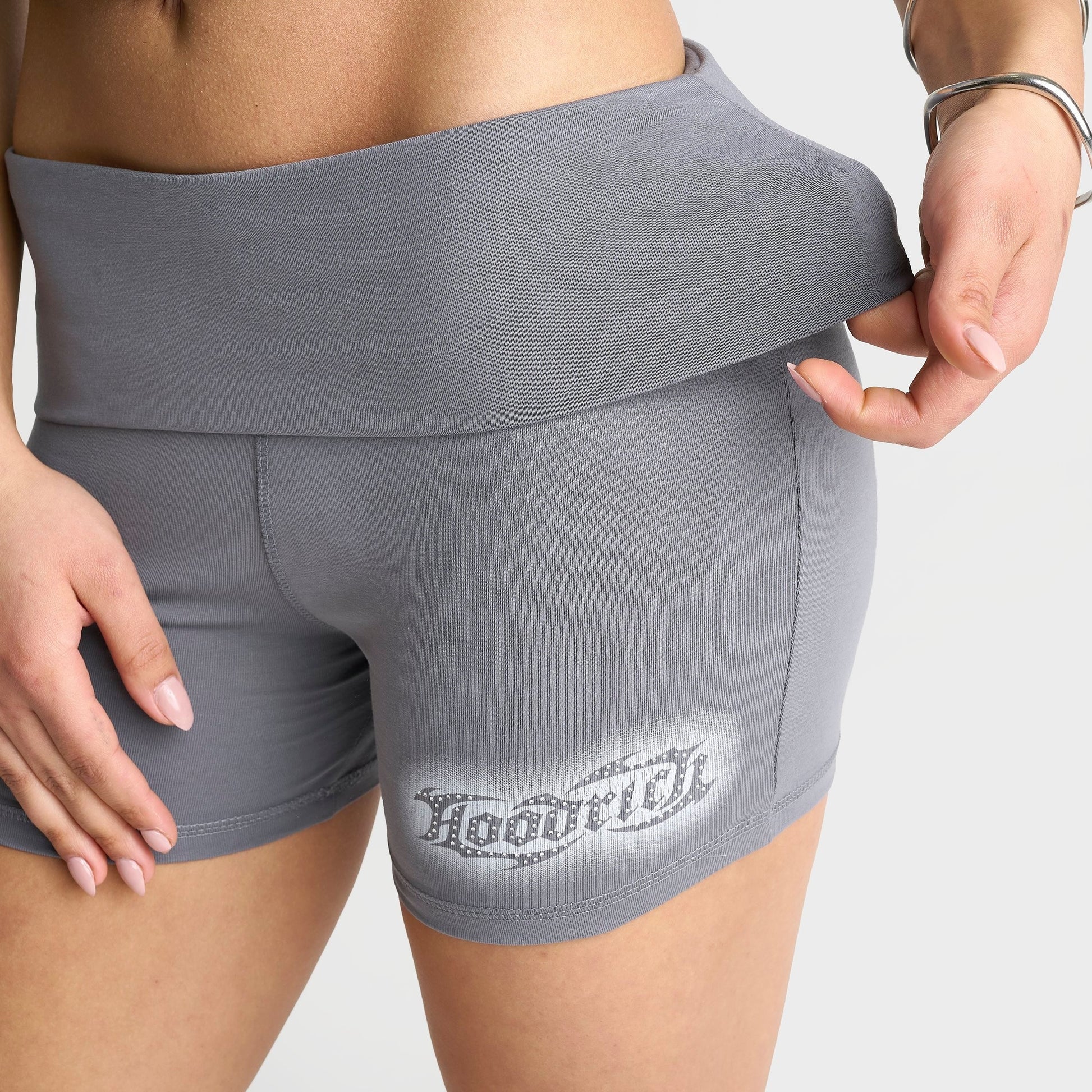 Women's Hoodrich Luz Rhinestone Rollable Mini Shorts - Quiet Shade