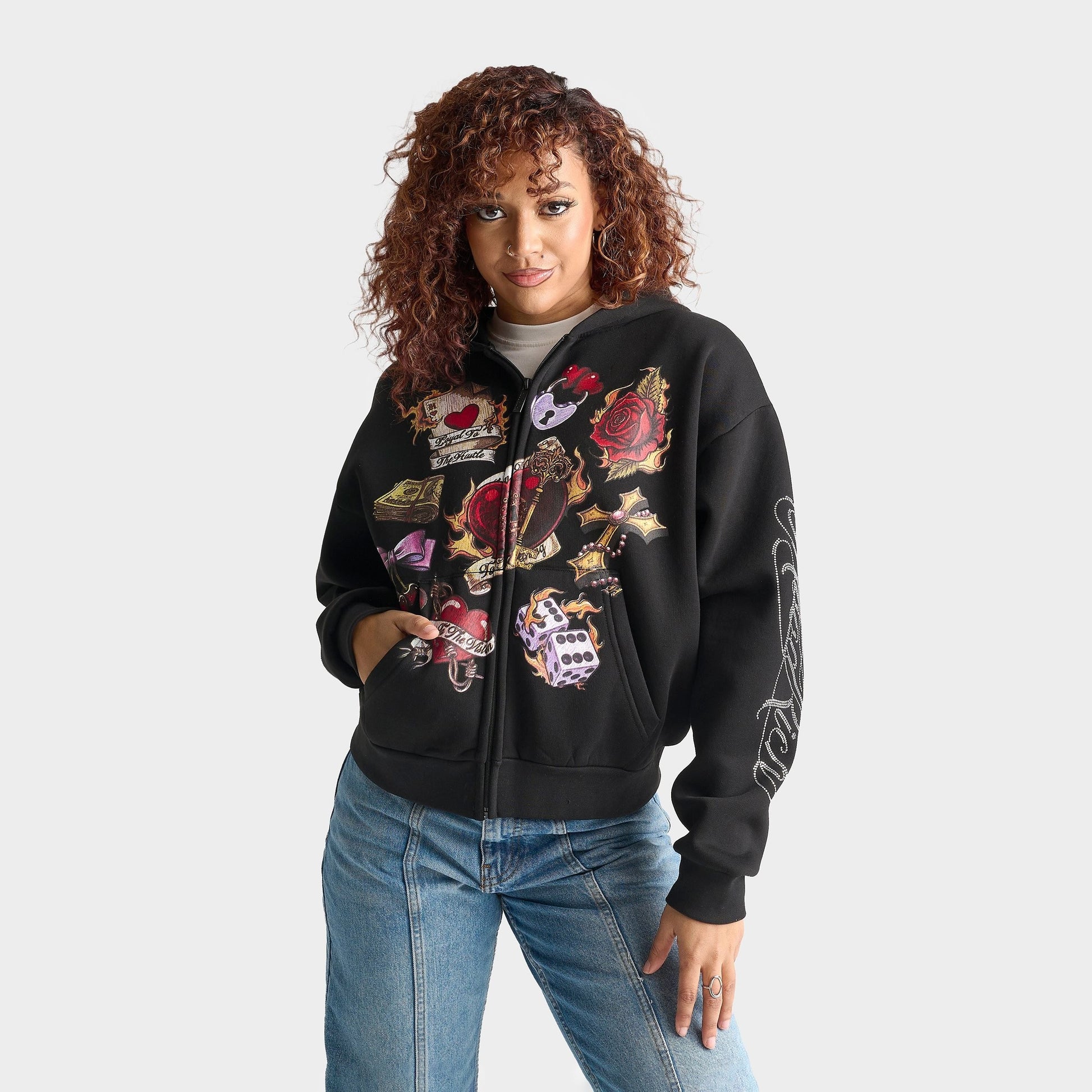 Women's Hoodrich Axel Full-Zip Fleece Hoodie - Washed Black