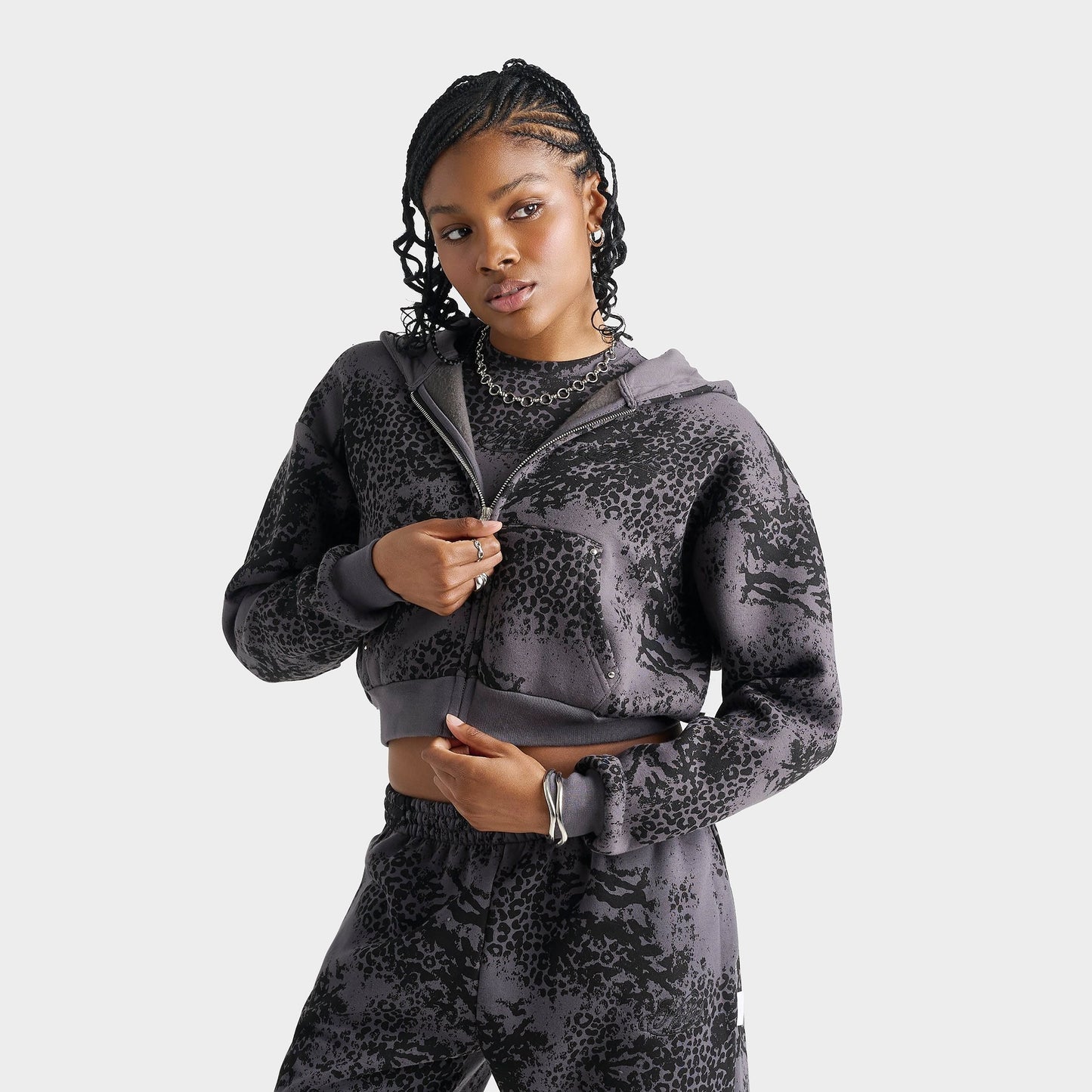 Women's Hoodrich Clova Full-Zip Hoodie - Black Leopard