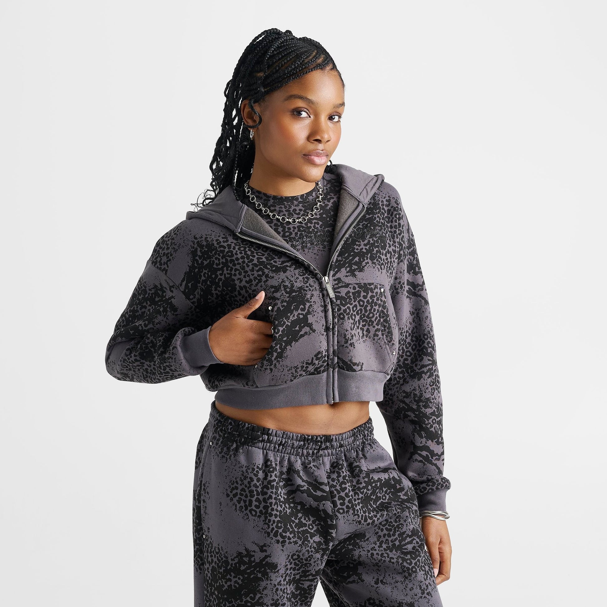 Women's Hoodrich Clova Full-Zip Hoodie - Black Leopard