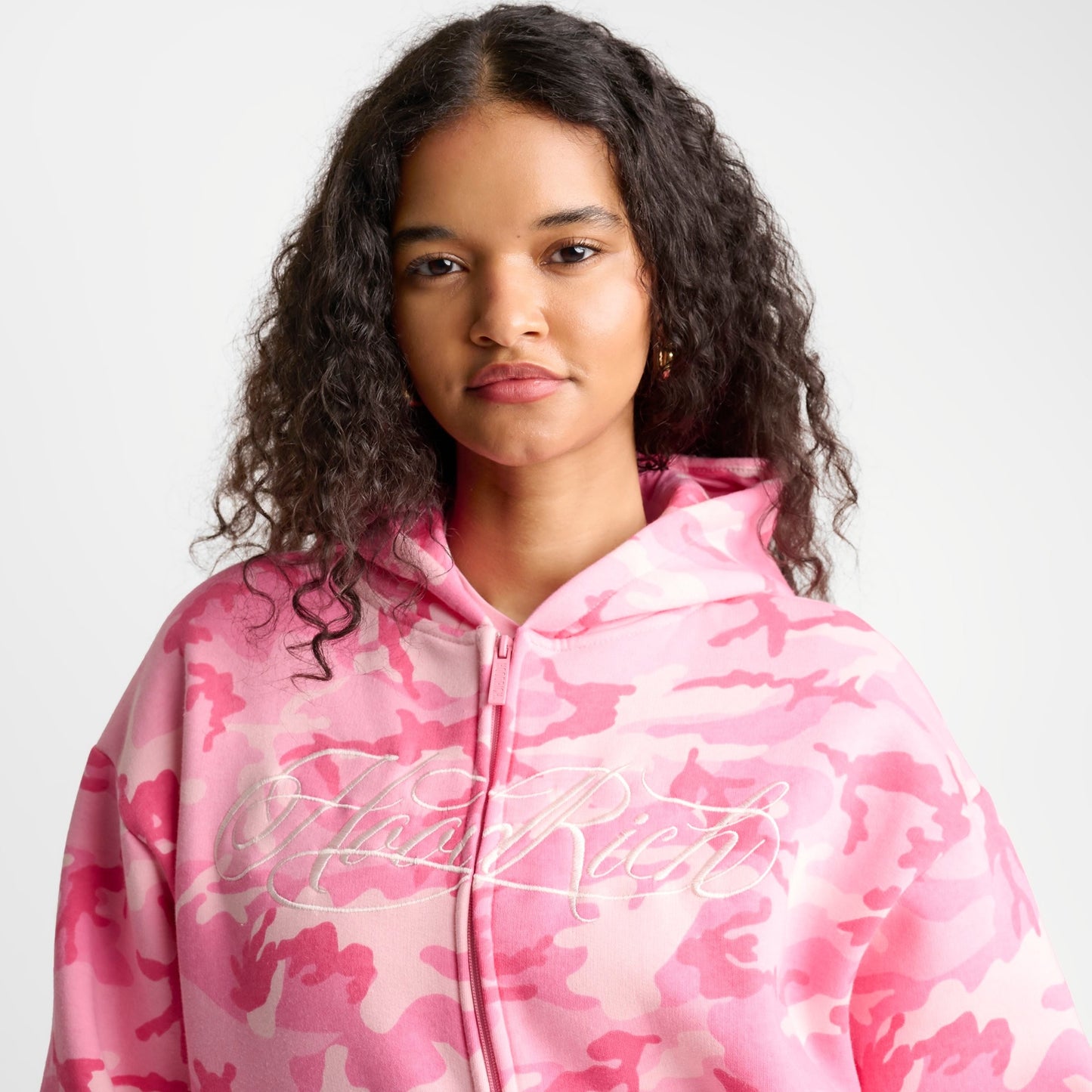 Women's Hoodrich Script Logo Camo Full-Zip Hoodie - Pink Camo